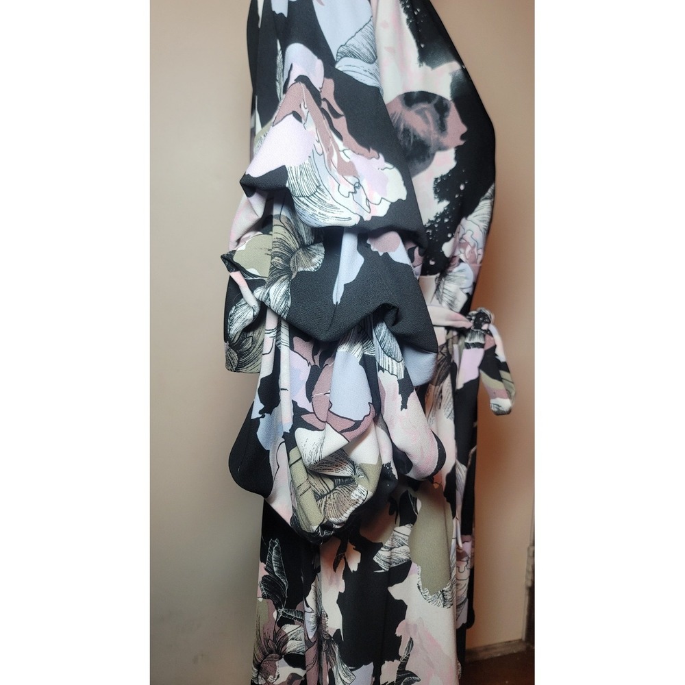 Bar III Bubble-Sleeve Wrap Dress - Picture 5 of 7